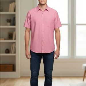 Men's Pink Short Sleeve Shirt IZOD Saltwater cotton size XLT